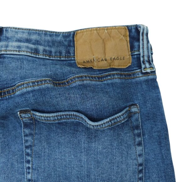 American Eagle Next Level Flex Slim Straight Jeans Mens 32 x 33 Distressed Denim - Picture 7 of 15